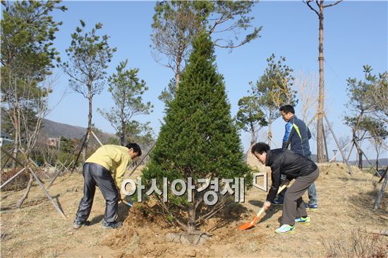 보성군, 벌교 숲 공원 가꾸기 기념식수 식재 