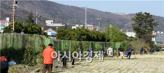 보성군, 벌교 숲 공원 가꾸기 기념식수 식재 