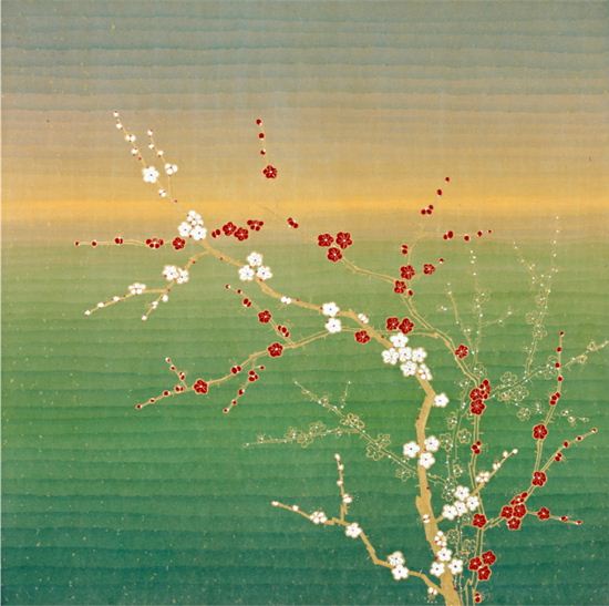 봄날, 60X60cm, 냉금지+먹+담채+금분+은분, 2013년