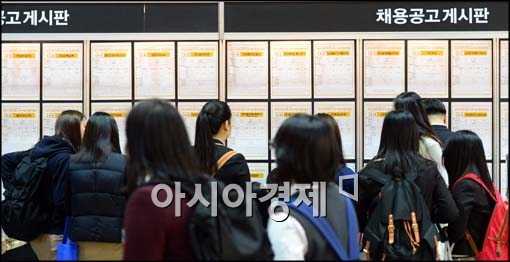 [포토]채용 게시판 보는 구직자들