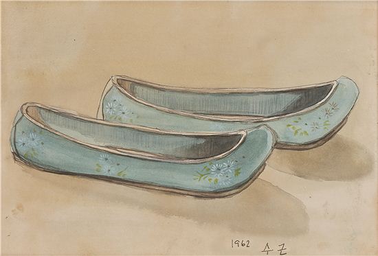 박수근, 꽃신, 수채화, 20x30cm