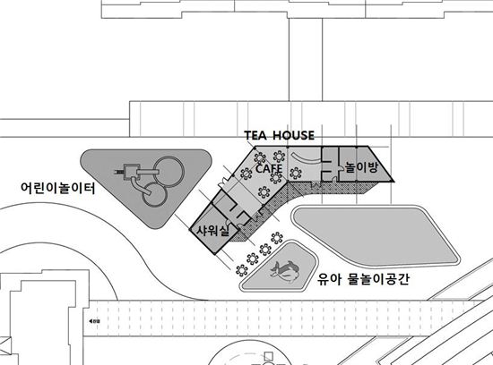 티하우스(Tea House)와 연계한 유아 놀이공간 이미지