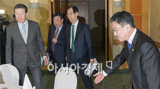 [포토]경제5단체장 만나는 윤상직 장관