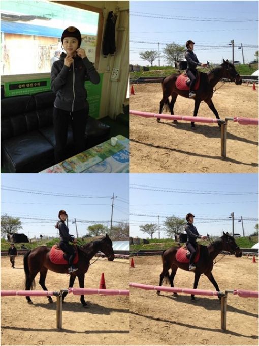 박수진 승마 연습 인증샷, '칼과꽃' 작품 위해 구슬땀