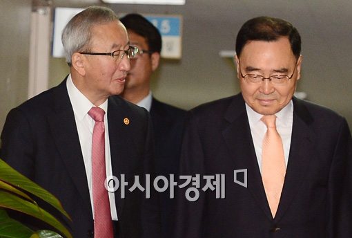 [포토]임시국무회의 참석하는 현오석과 정홍원 