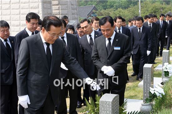 [포토]국립 5·18 민주묘지 둘러보는 박준영 전남지사