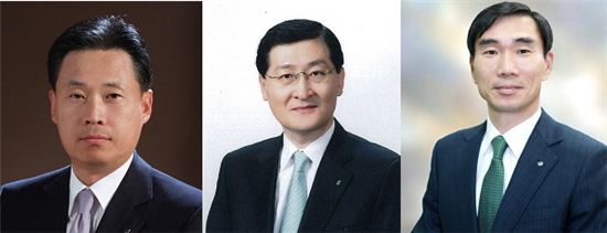 왼쪽부터 이성락 사장, 위성호 부행장, 김형진 사장