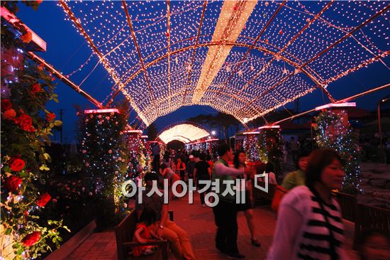 [포토]곡성장미공원 '천사 사랑빛 거리' 인기