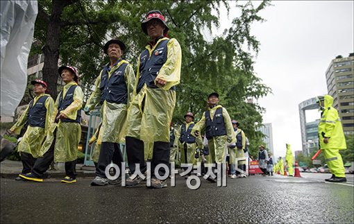 [포토]도심 행진하는 건설노동자