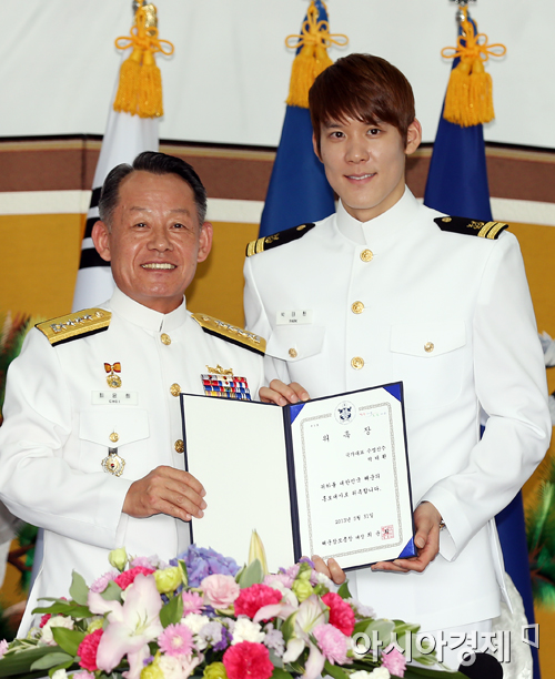 [포토] 박태환 '해군 홍보대사 됐어요'