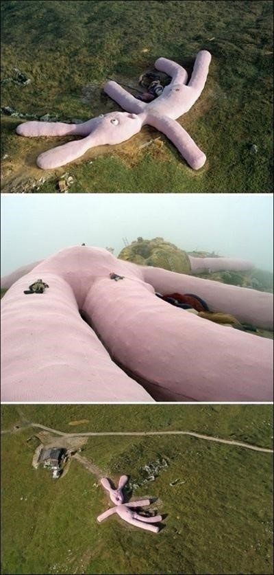 진격의 토끼, 알고보니 분홍색 거대 조각