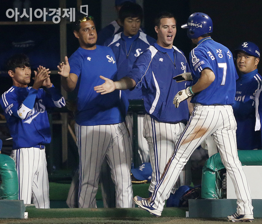 [포토] 김상수 동점 홈인