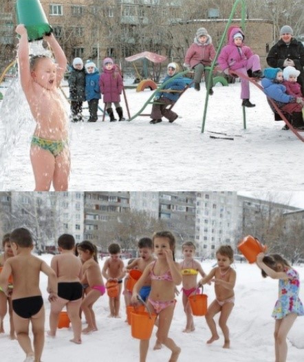 러시아 아이들의 패기, "한겨울 냉수마찰?" 경악