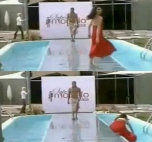 수영장에 빠진 모델, 패션쇼 도중 발생한 황당 사고 '웃음'