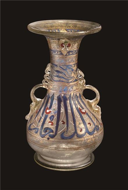모스크 램프, 시리아 또는 이집트, 14세기 전반, 유리