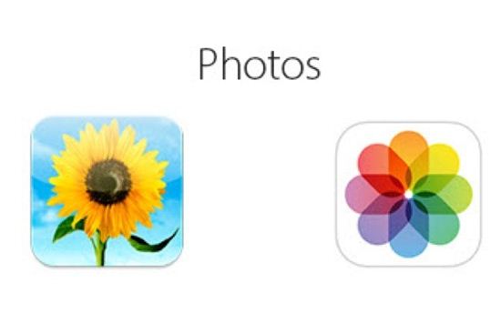 사진 아이콘. 왼쪽이 iOS6, 오른쪽이 iOS7.