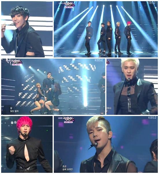 '뮤직뱅크' 엠블랙, 올 블랙 시스루 패션 '섹시+파격+강렬'