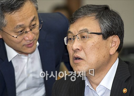 [포토]경제관계장관회의 참석한 최문기 장관