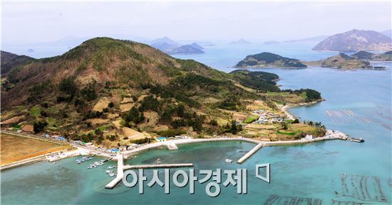 상공에서 바라본 여수 화정면 개도.