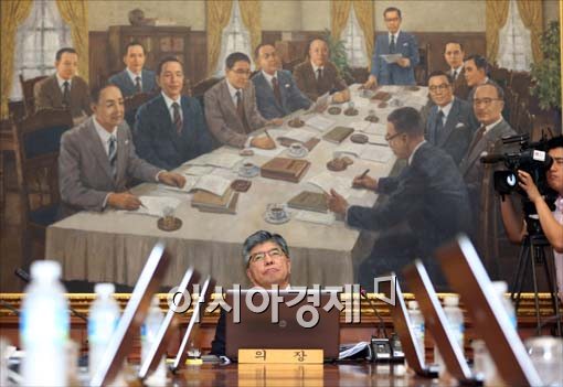 [포토]김중수 한은 총재, '기준금리는.....'