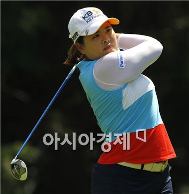  박인비가 마라톤클래식 첫날 18번홀에서 티 샷을 하고 있다. 실베이니아(美 오하이오주)=Getty images/멀티비츠.