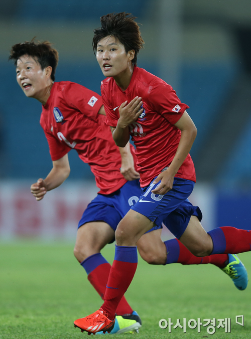 지소연 환상 프리킥, 한국 1-0 일본(전반 종료) 