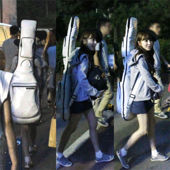 AOA 블랙 민아, 퇴근길 모습 포착 '환한 웃음'