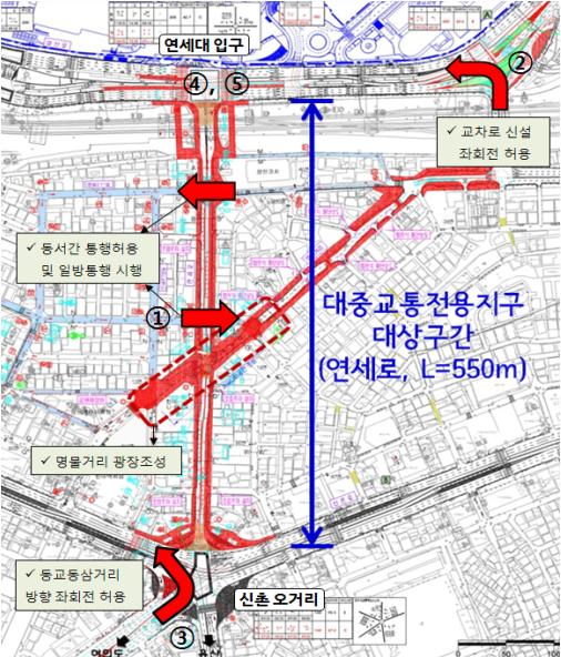 서울시 최초 대중교통전용지구 '연세로' 조성 계획(자료=서울시)