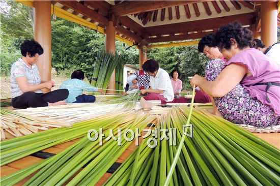 [포토]함평군 월야면 주민들, 왕골 박피 작업 한창