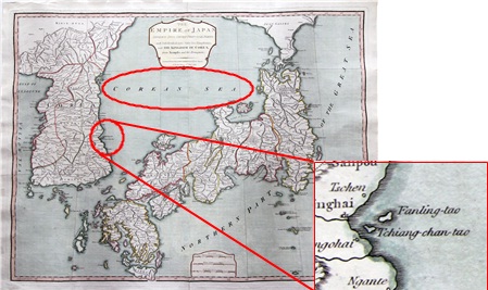 ▲지난 1794년 영국에서 제작된 일본전도(THE EMPIRE OF JAPAN)는 동해를 '한국해(COREAN SEA)로 표기하고 있다.  