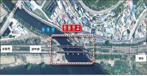 경부선 원동천교 교량개량공사 위치도