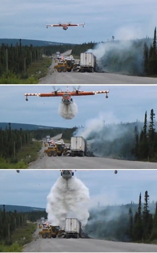 소방 비행기의 위력, "화끈하네"