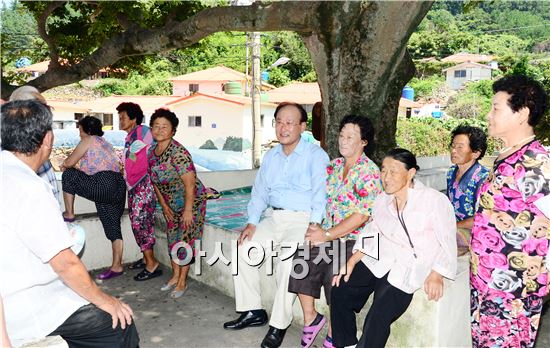 민생점검에 나선 김충석 여수시장이  주민들과 대화를 하고 있다.