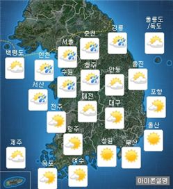 [내일날씨]중부 한두차례 비…서울 32도