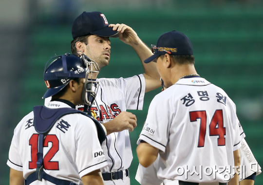 [포토] 핸킨스 '무사 만루, 위기가 찾아왔다'