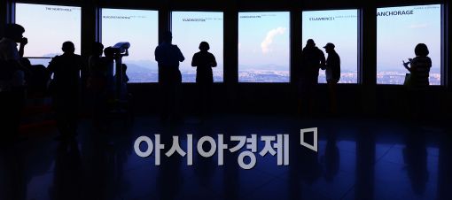 [포토]파란 하늘 아래 서울 도심 바라보는 시민들