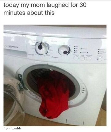 엄마를 웃긴 세탁기, 사람 얼굴 같이 보여