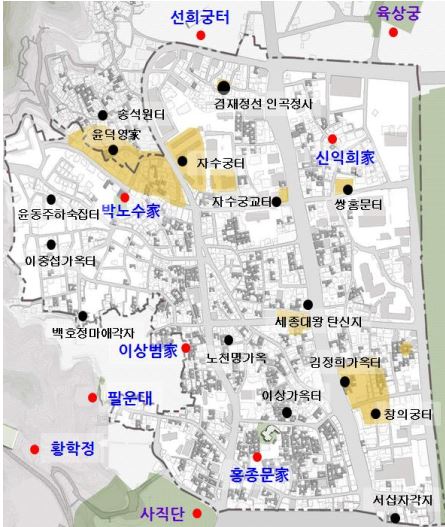 서촌 문화재 분포도 (자료제공 : 서울시)