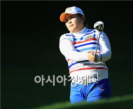  박인비 에비앙챔피언십 첫날 티 샷을 하고 있다. 에비앙 르뱅(프랑스)=Getty images/멀티비츠.