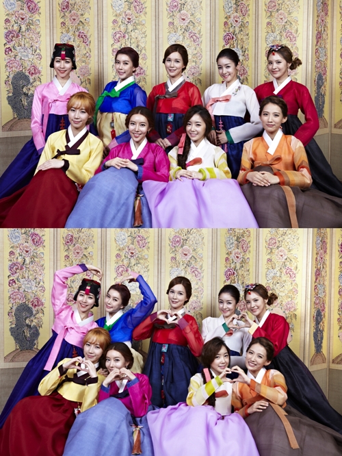 '9인조' LPG, 추석 맞이 '한복 맵시' 눈길