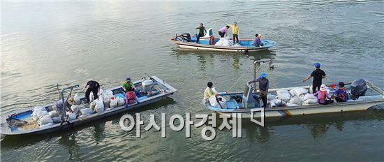 광양시, 섬진강에  재첩 뿌려