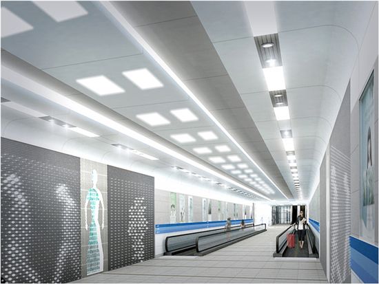 서울지하철 1, 4호선 승객들의 환승편의를 위해 이뤄지고 있는 서울역 직격환승통로 시설공사 조감도.