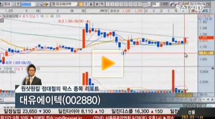 대유에이텍, 120일 이평선 돌파시 강한 시세분출 예상