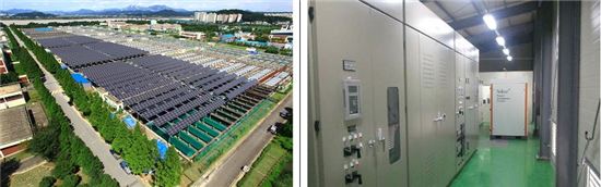 서남 태양광 발전소 전경과 발전소 전기실(왼쪽부터) 사진=서울시

