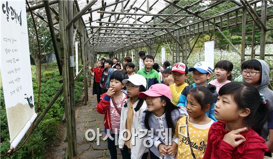 함평자연생태공원에서  "시와 국화에 흠뻑 빠진 아이들"