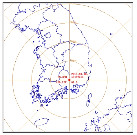 경남 의령군 규모 2.6 지진 발생 "피해 보고 없어"