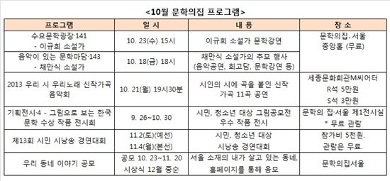 10월 감성충만은 문학의 집에서!