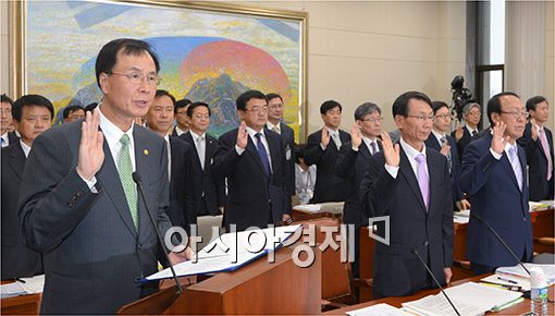 [포토]증인선서하는 노대래 공정위원장