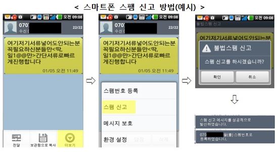 "스마트폰 스팸문자 신고기능 기본 탑재한다"