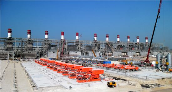 삼성물산이 현재 사우디 아라비아에서 시공중인 세계 최대 가스복합화력발전인 쿠라야 복합화력발전소 전경.